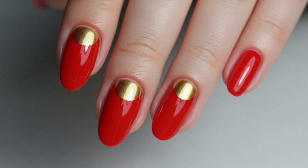 Rote Nägel mit Glitzer