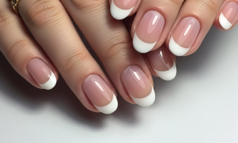 Glossy French Nails