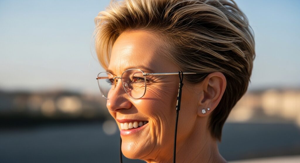 freche frisuren ab 60 mit brille