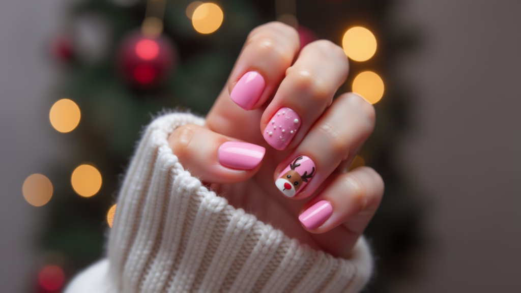 Pink Christmas Nails