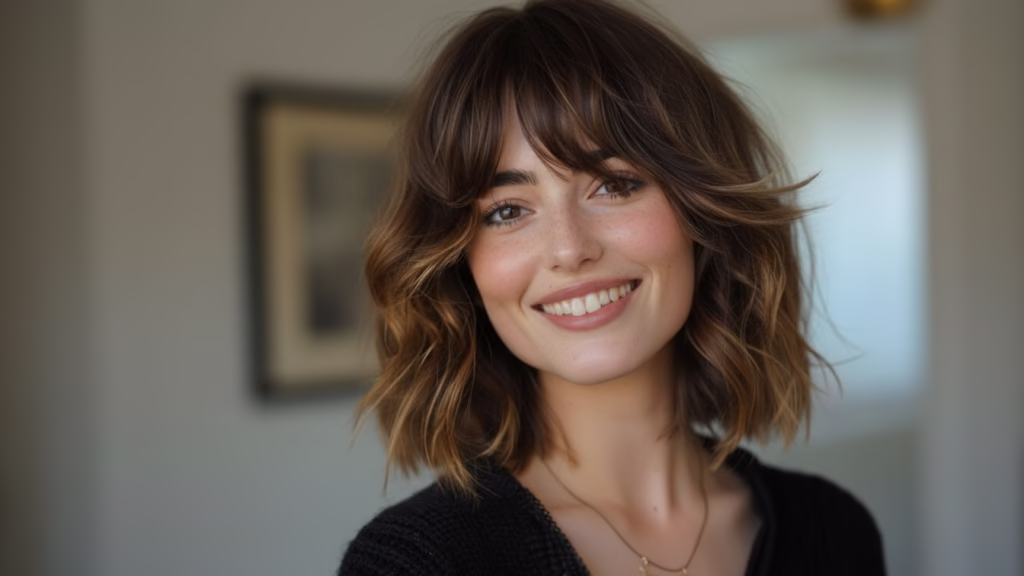 stufenschnitt pony mittellang