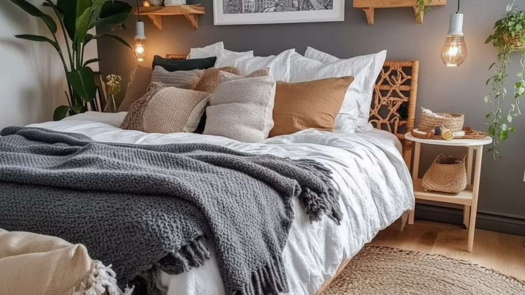 schlafzimmer inspiration grau holz