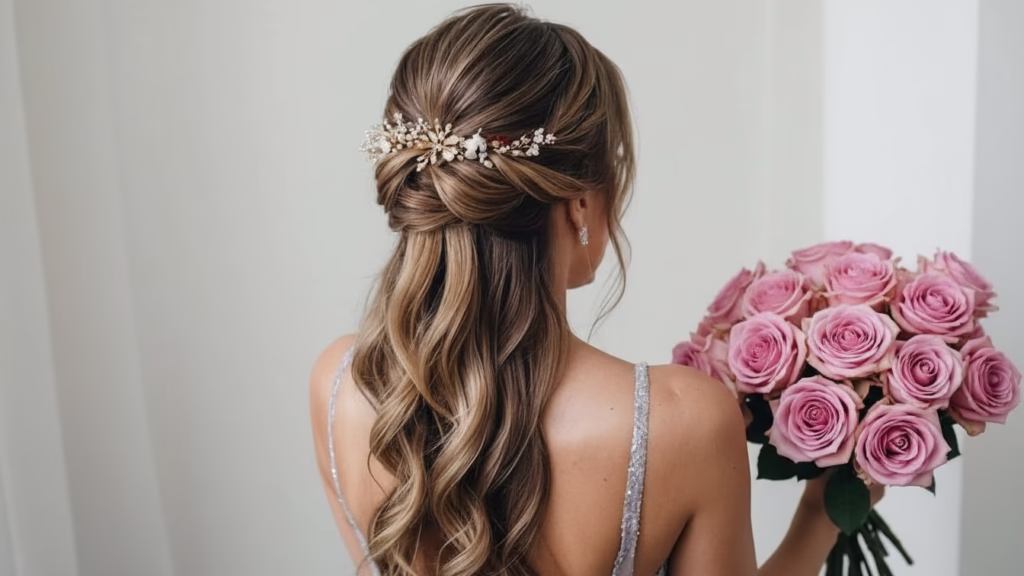 brautfrisuren halboffen