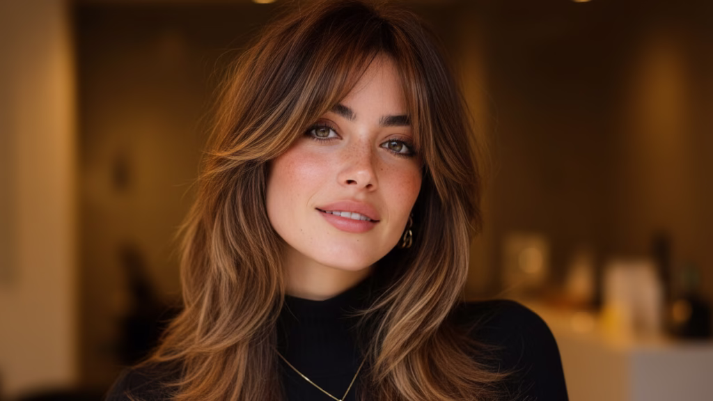 curtain bangs lange haare