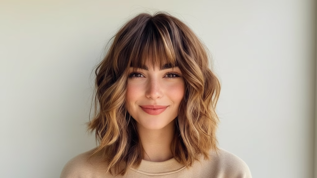 gerader pony frisur mittellang