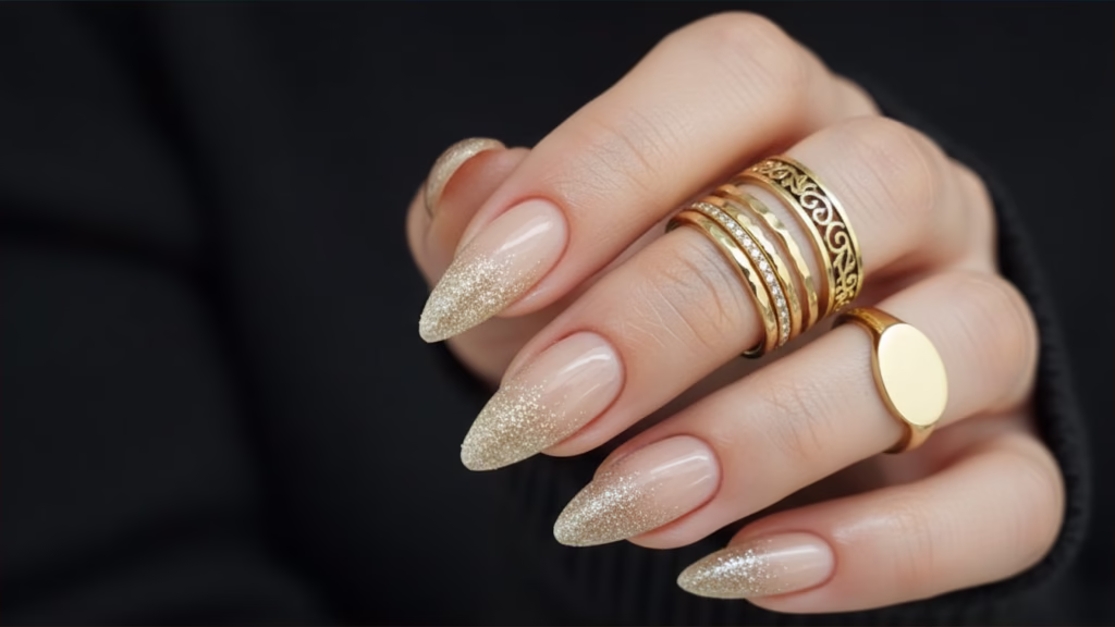 glitzer nägel french