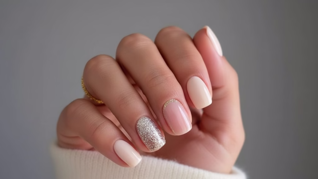 hochzeitsnägel kurz glitzer