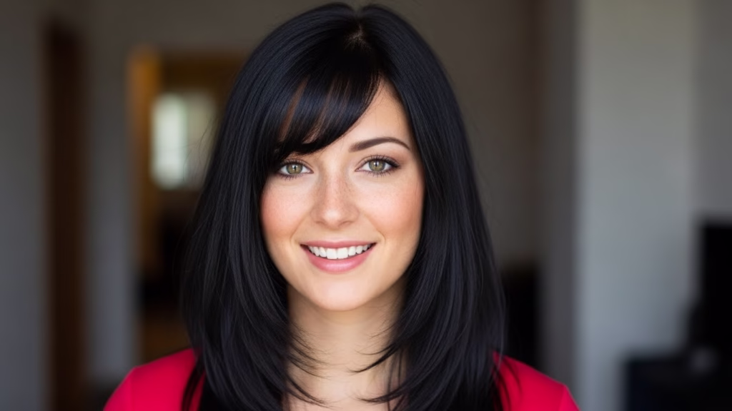 mittellange schwarze haare glatt