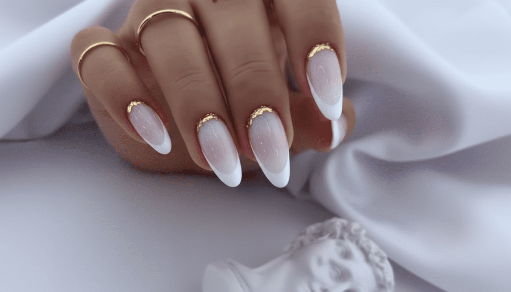 nägel weiß gold
