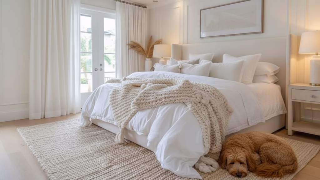 schlafzimmer weiß beige