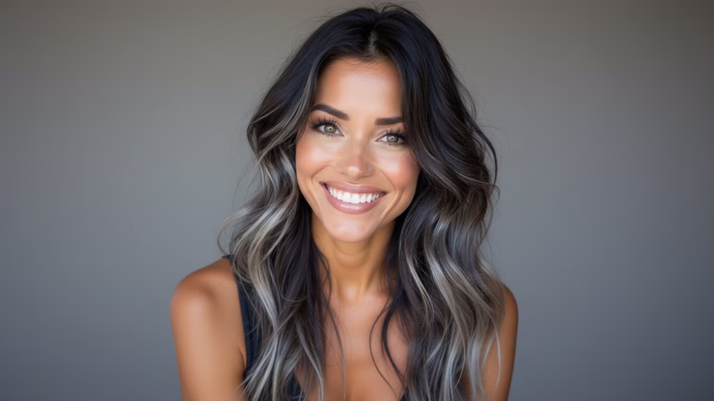 schwarze haare mit highlights