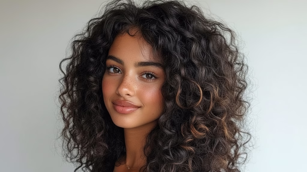 schwarze locken mit highlights