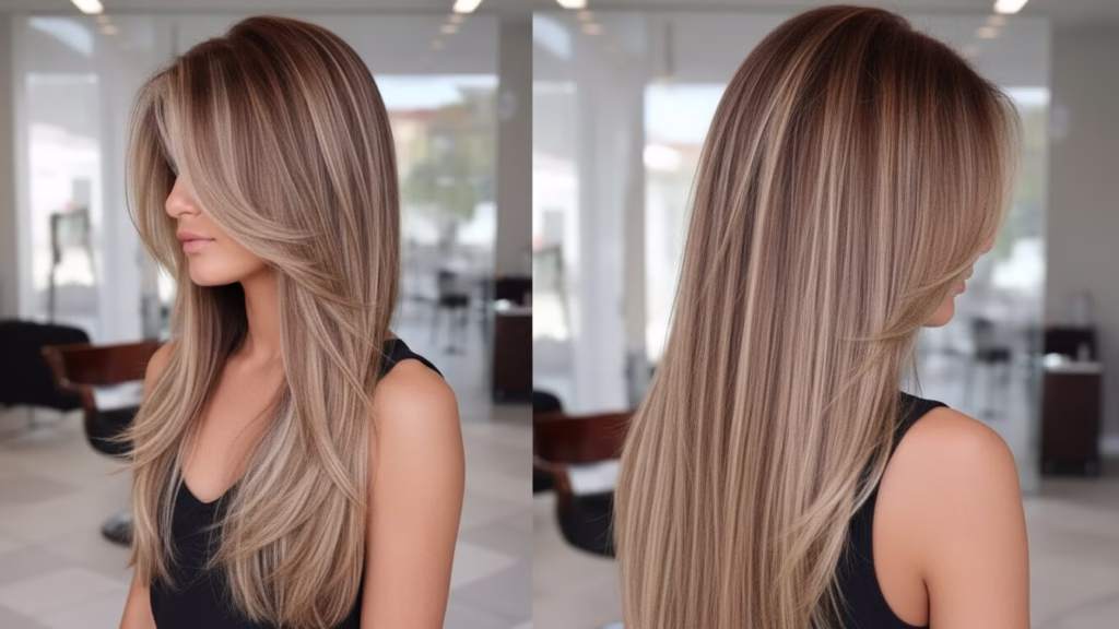 stufenschnitt lange haare glatt