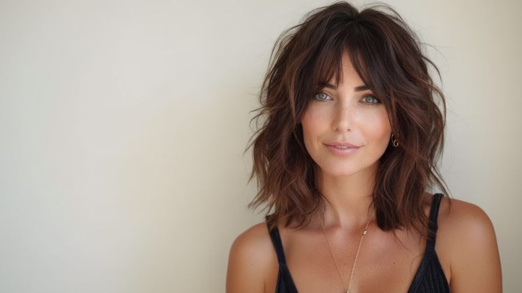 stufenschnitt mit pony schulterlang