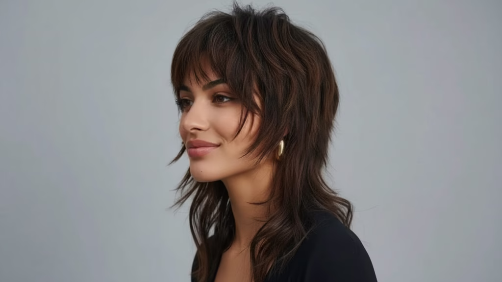 wolf cut damen mittellang