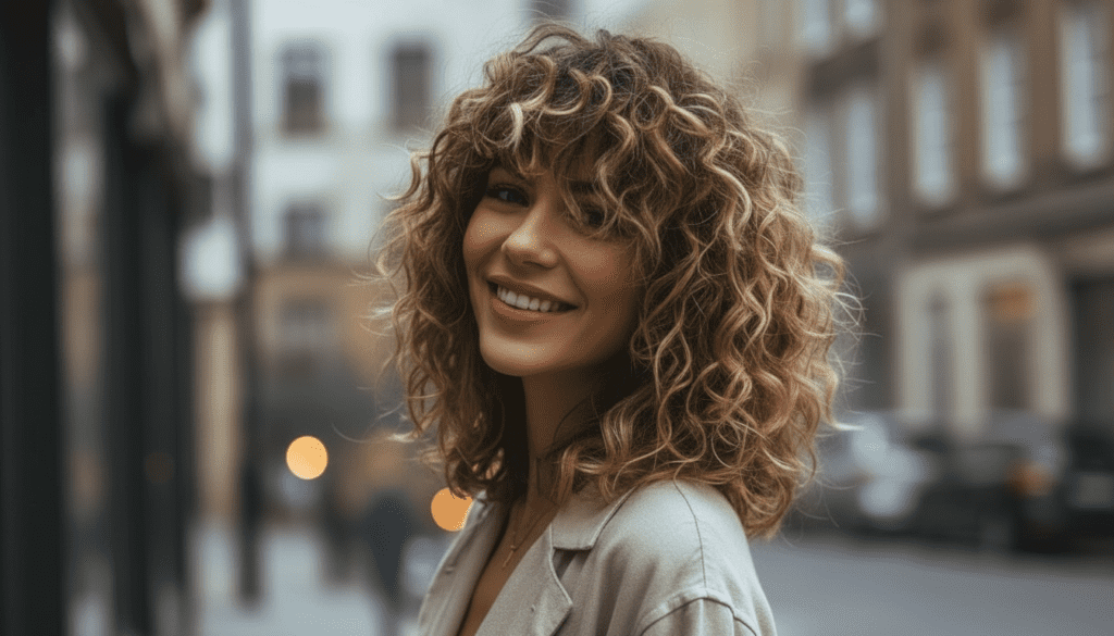 lockige frisuren mittellang